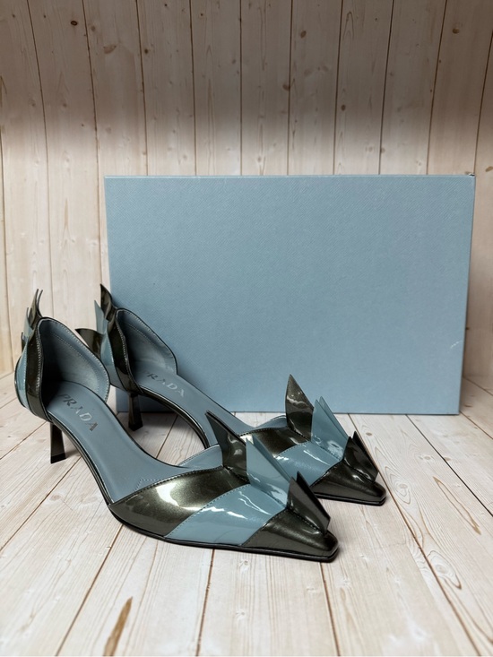 Prada Shoes - Prada Colorblock Pointed Toe d’Orsay Pumps Blue/Dark Grey Sz 37.5 / 7.5
